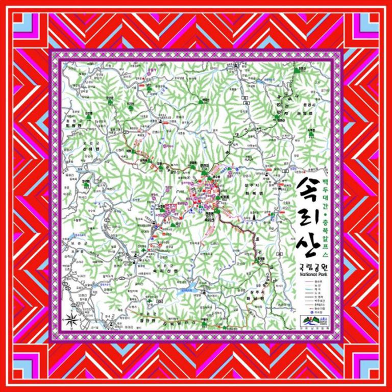 속리산 등산지도 손수건