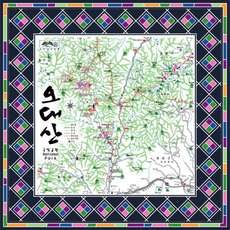 오대산 지도 손수건